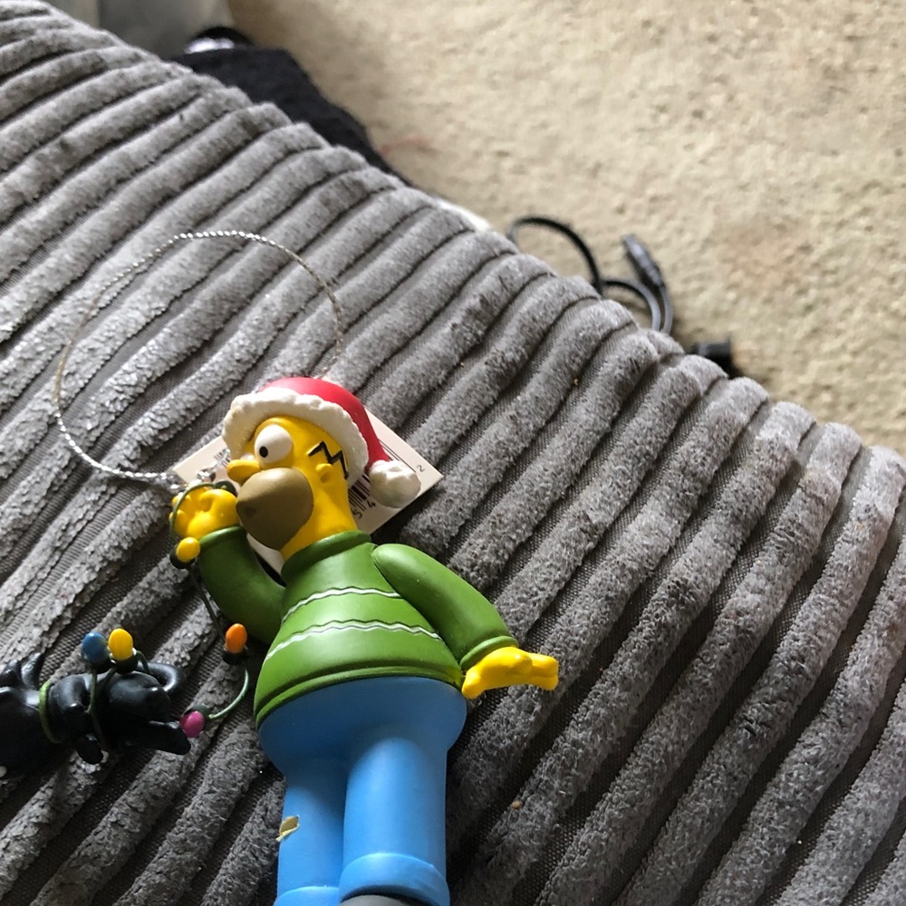 Homer Simpson Holiday Figure Toy - Green Sweater, Blue Pants